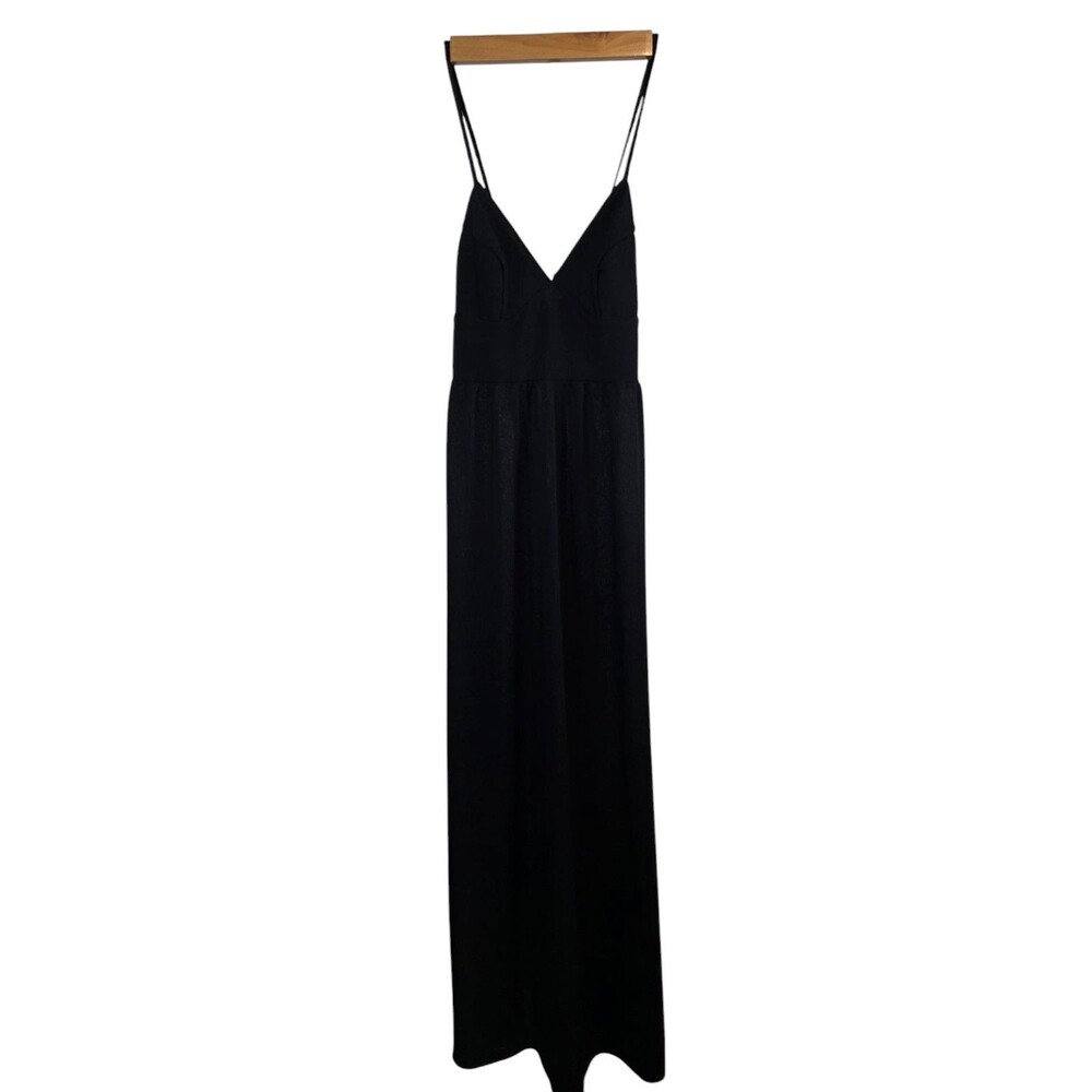 I Magnin Vintage Dress Womans *Extra Small Black Lightweight Maxi Retro Read